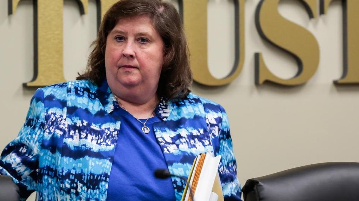 
Chester County schools Superintendent Agnes Slayman at a school board meeting Thursday night. 
