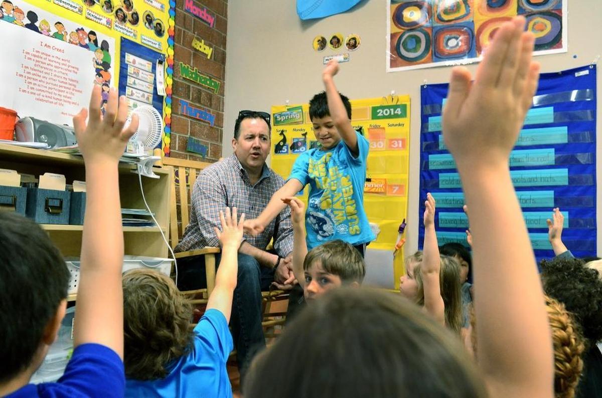 A kindergarten class at Community School of Davidson, a charter school in the north Mecklenburg suburbs.