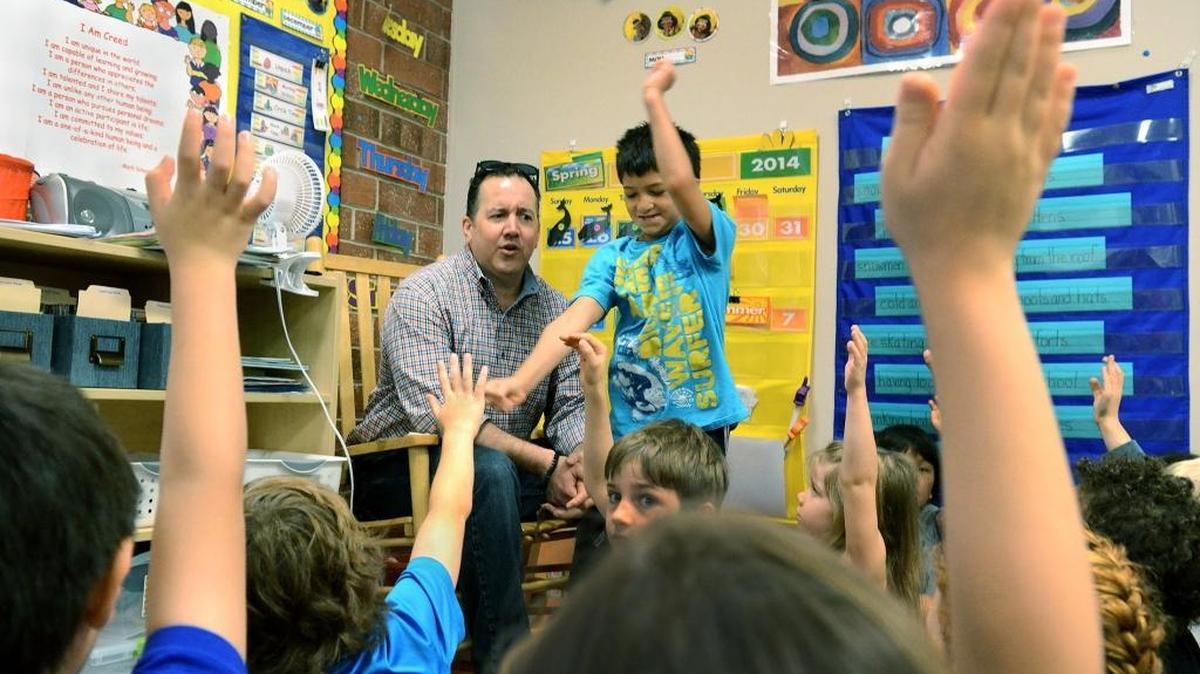 A kindergarten class at Community School of Davidson, a charter school in the north Mecklenburg suburbs.
