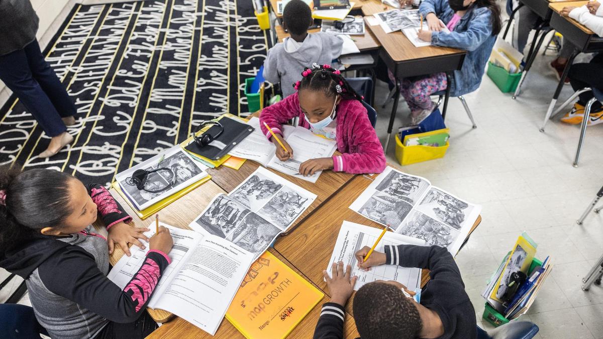 Students read in Jeanice Knockum’s 3rd grade class at Allenbrook Elementary School in Charlotte N.C., on Monday, October 3, 2022.
