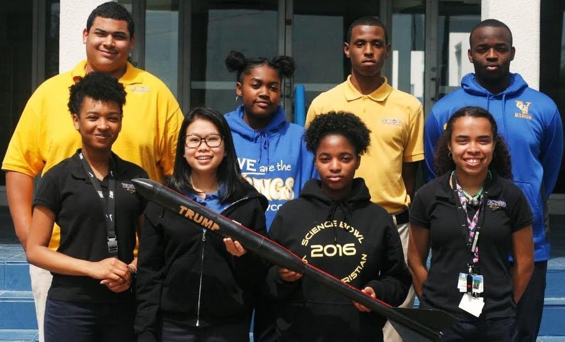 This team from Charlotte’s Victory Christian Center School named their rocket Trump – and got to meet its namesake at the White House on Friday.