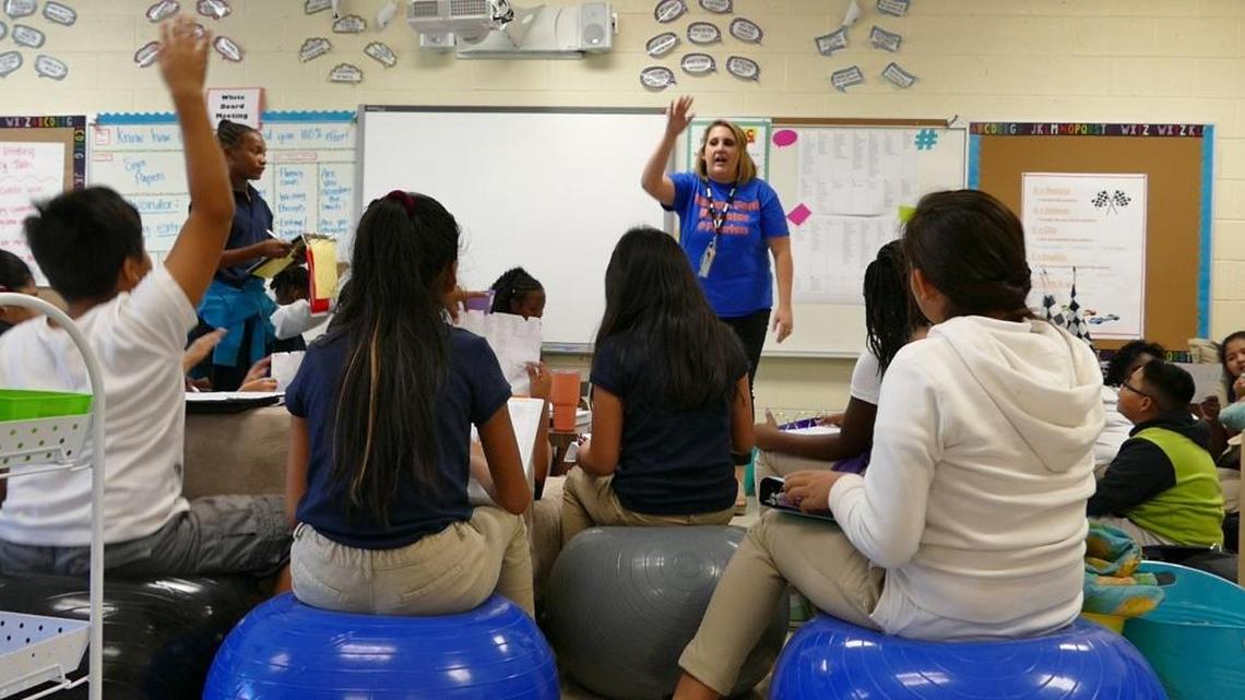 Stephanie Stanic teaches fifth grade at Nations Ford Elementary School, which Charlotte-Mecklenburg Schools celebrated for gains on last year’s exams.