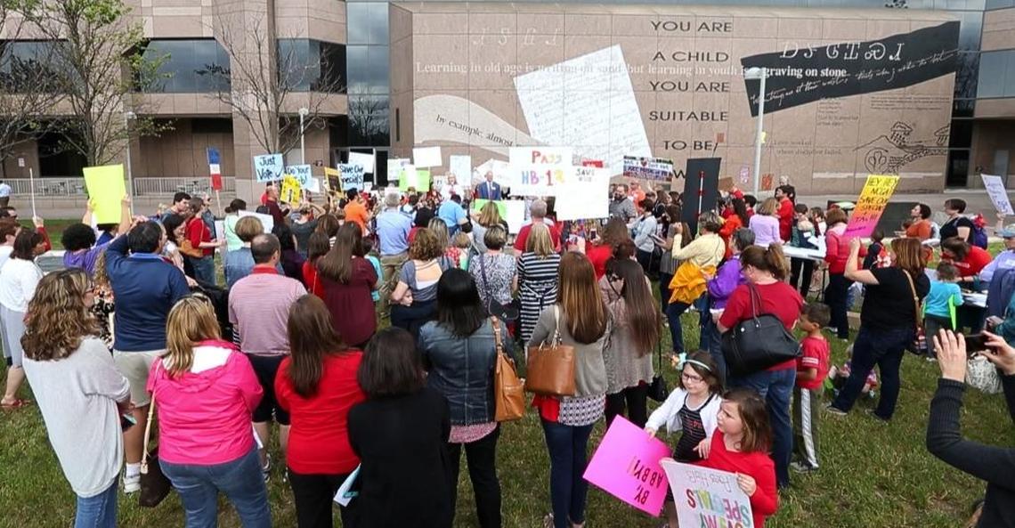 Hundreds attended a rally at Halifax Mall in Raleigh, N.C. urging the North Carolina Senate to pass House Bill 13 Wednesday, April 19, 2017. School districts around the state say arts and PE programs are at risk because they lost their flexibility to fund them when state legislators lowered class sizes for kindergarten through third grade. School officials say HB13 would allow them to save arts and PE classes.