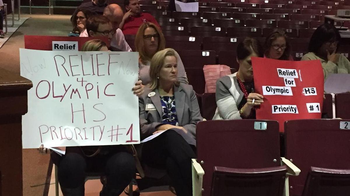 Some speakers at Tuesday’s hearing pushed for a new high school to relieve Olympic High, in the growing southwest part of Charlotte.