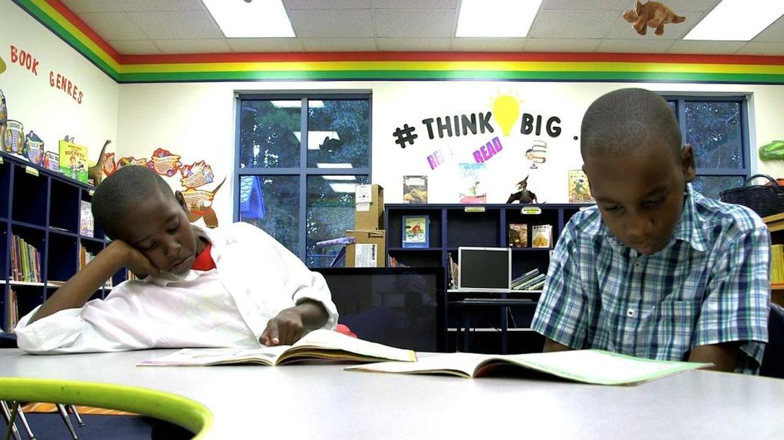 Ellijah Palmer, 10, and Cail Glaze, 7, are attending The Male Leadership Academy in Charlotte with help from North Carolina’s Opportunity Scholarship program.