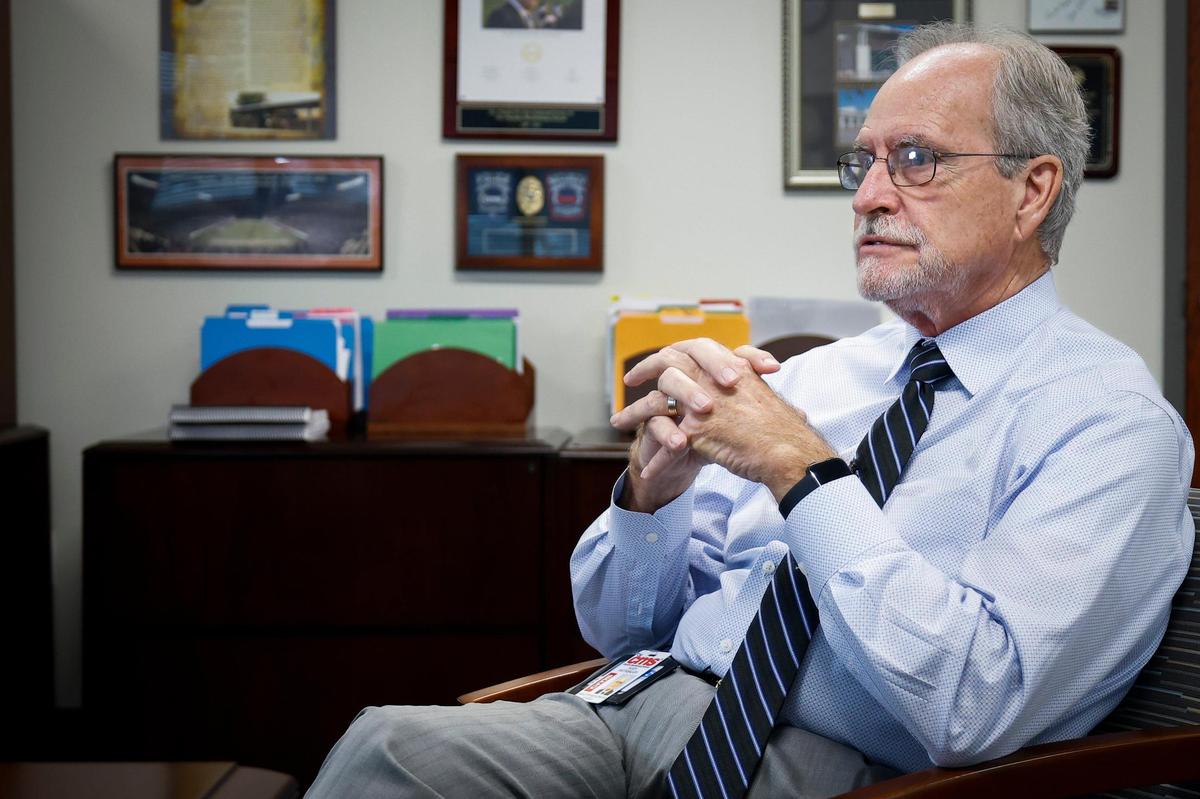 Charlotte-Mecklenburg Schools Interim Superintendent Hugh Hattabaugh near his office In Charlotte, N.C., Friday, July 8, 2022. Hattabaugh was named interim superintendent in April.