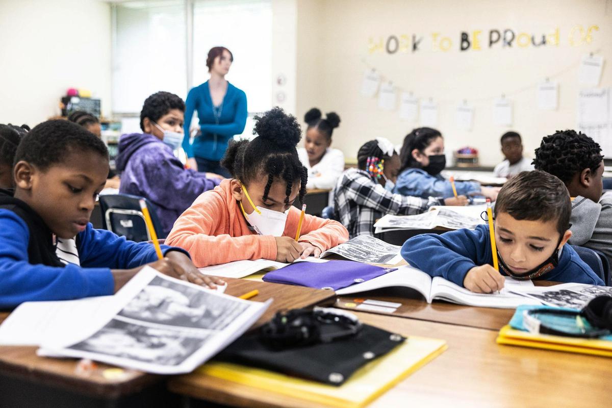 Students read in Jeanice Knockum’s 3rd grade class at Allenbrook Elementary School in Charlotte N.C., on Monday, October 3, 2022.