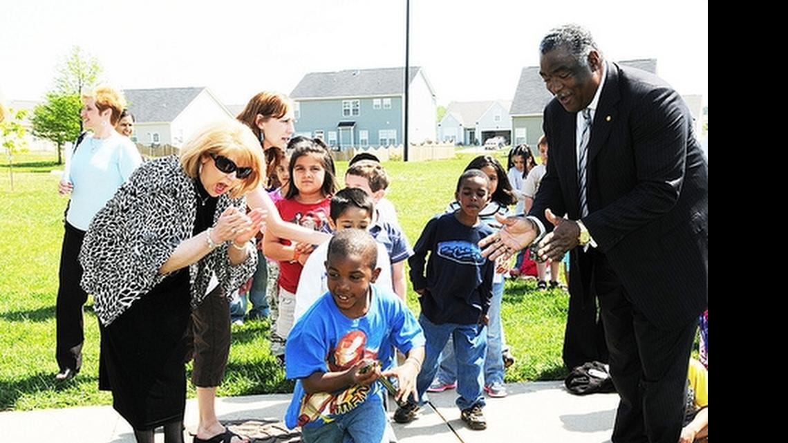 
Lynn Harvey, left, at Thomasville Primary School in Davidson County.
