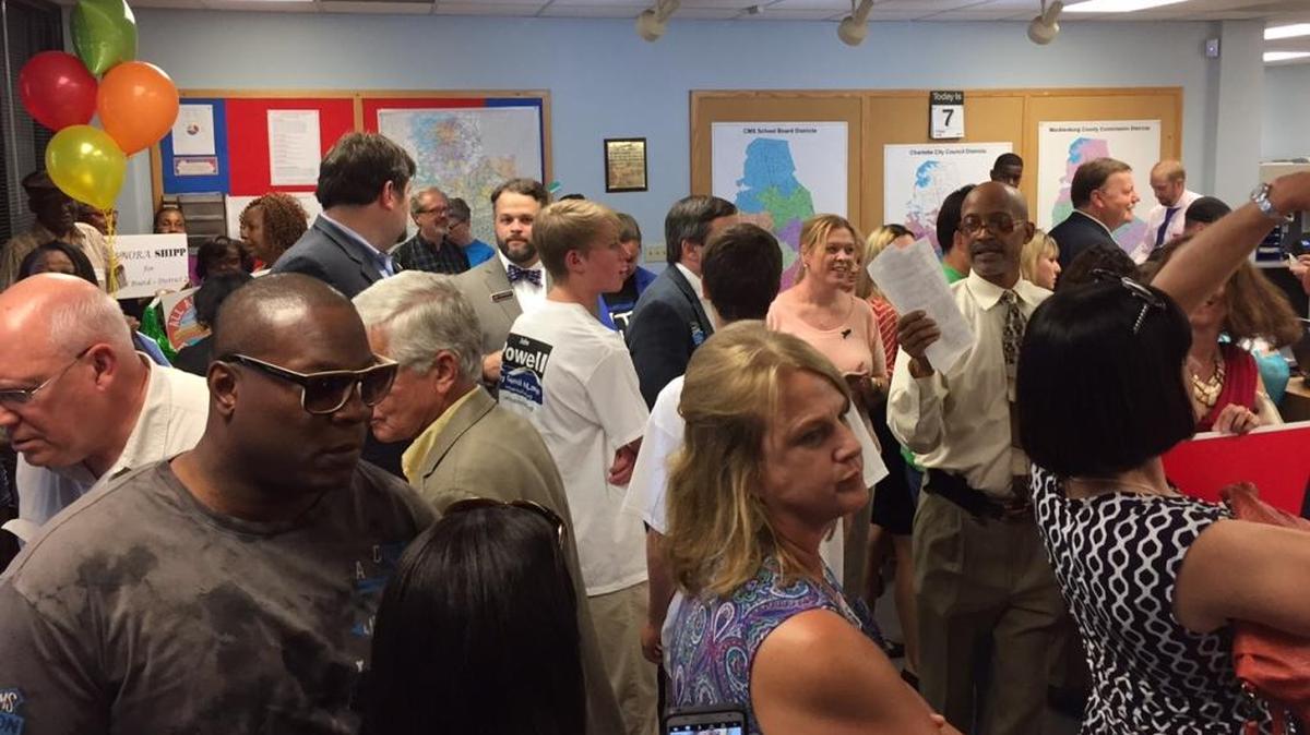 Crowds packed the election office when filing for the CMS board, city of Charlotte and other municipal races opened earlier this month.
