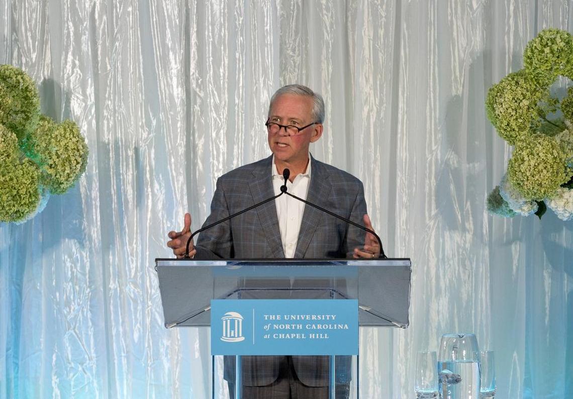 UNC Vice Chancellor for Development, David Routh, addresses the audience during a ceremony celebrating UNC’s record year for fundraising Wednesday, August 12, 2015 at the Rizzo Conference Center in Chapel Hill, N.C.