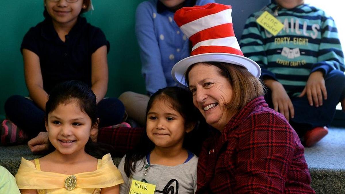 Students at Montclaire Elementary, shown celebrating Dr. Seuss’ birthday with Superintendent Ann Clark, reflect the international face of CMS.