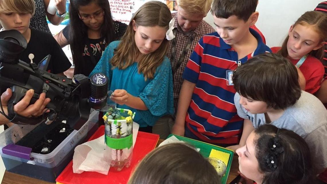 
Students at Bain Elementary demonstrated a science activity during the second week of school.
