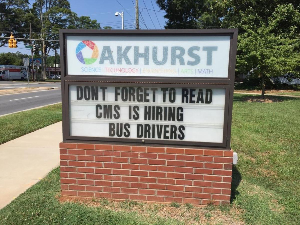 Sign outside CMS’ Oakhurst STEAM Academy.
