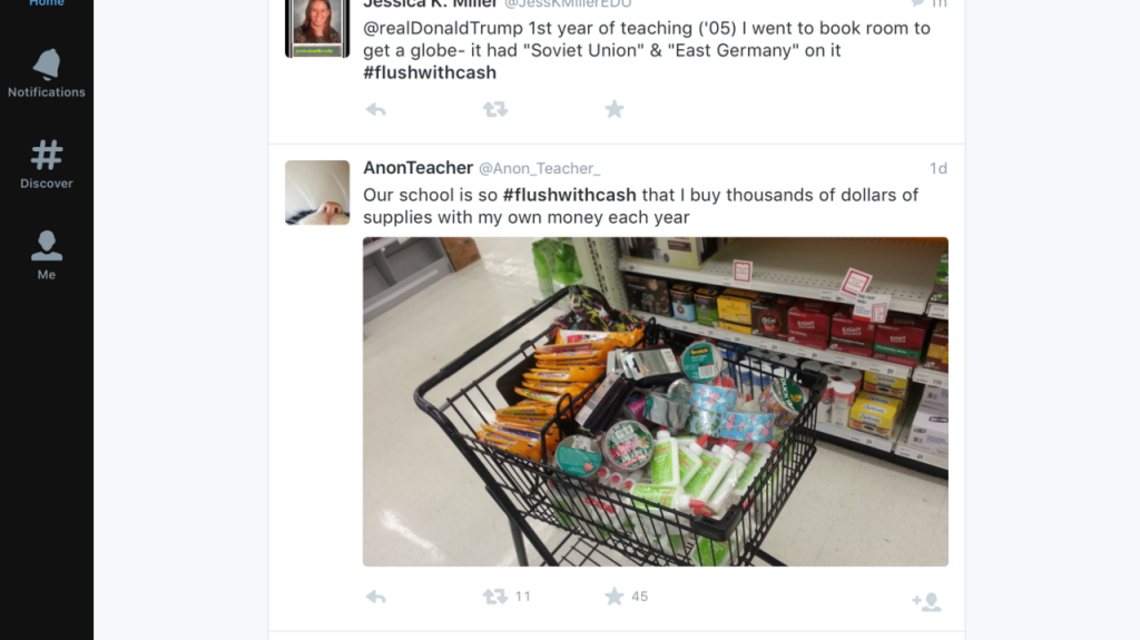 Miffed teachers tweet sarcastic #FlushWithCash tales after Trump inauguration speech