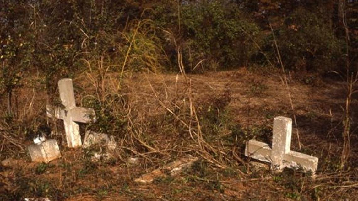 Biddleville Cemetery circa 1982 shows more natural settings of black cemeteries.