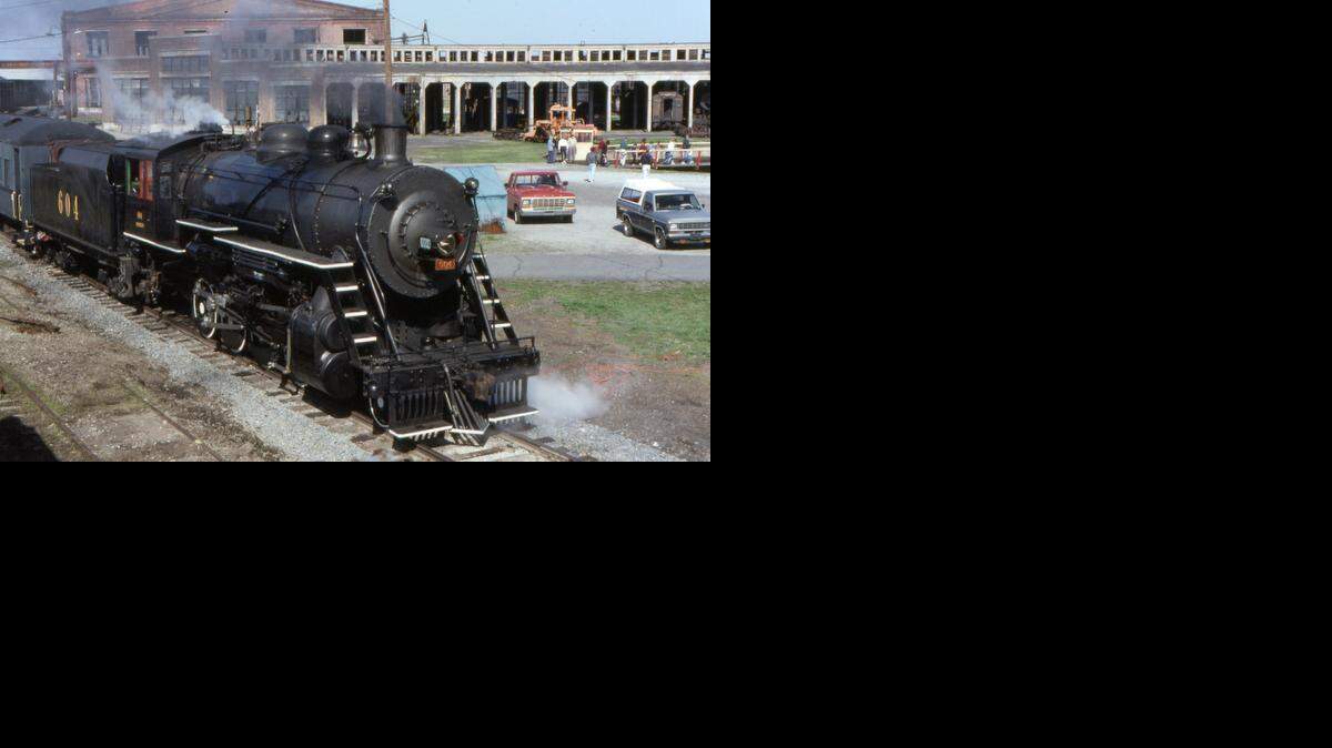 
The Buffalo Creek & Gauley 2-8-0 No. 4 locomotive at the N.C. Transportation Museum in the early 1990s. 
