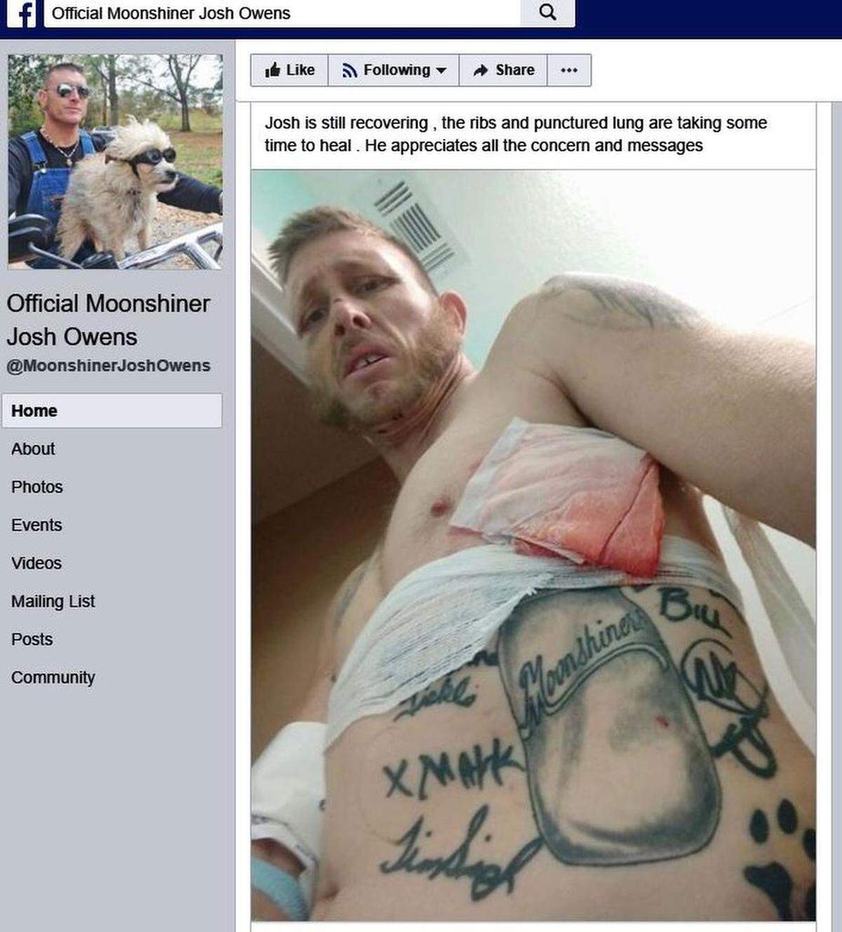 'Moonshiners' star Josh Owens says a hospital in Daytona Beach, Fla.., prematurely discharged him due to a lack of insurance after he was severely hurt in a wreck.