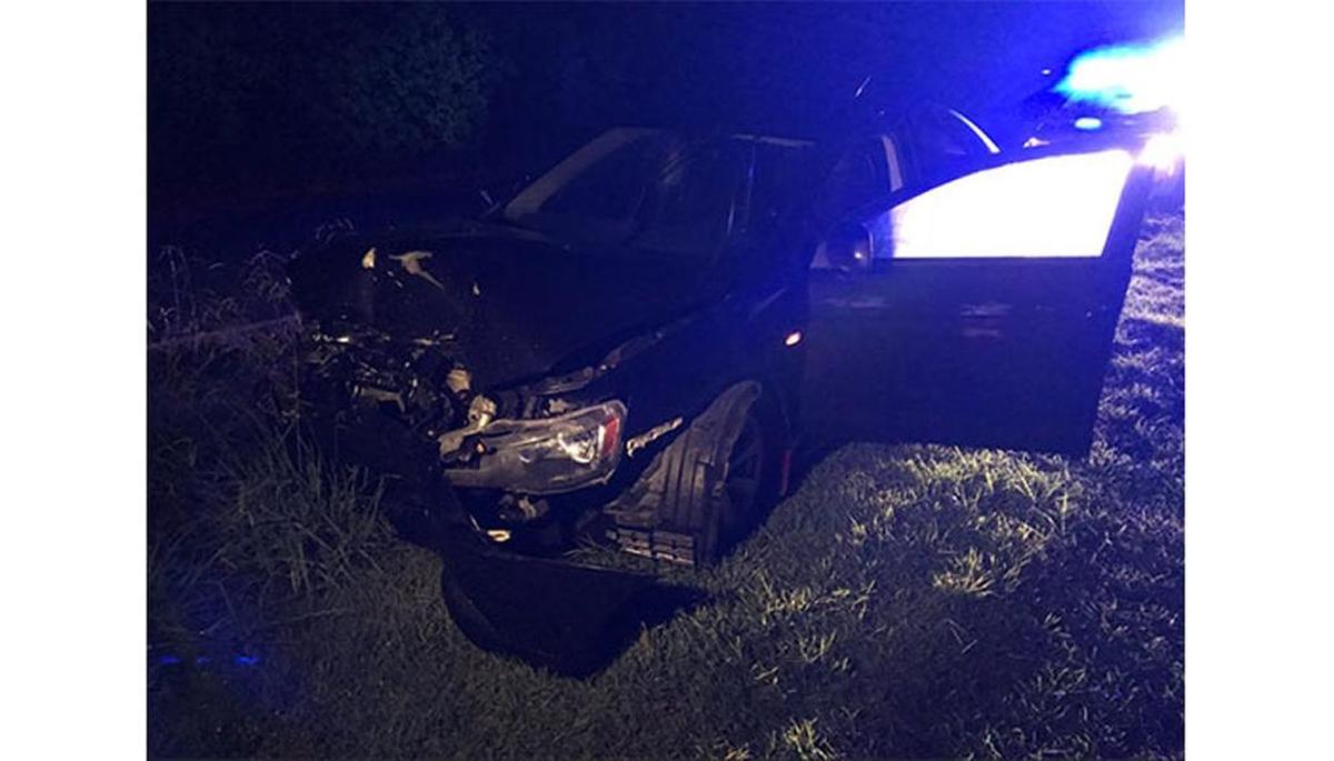 This is the front of the car that hit a bear on I-485 Wednesday night.