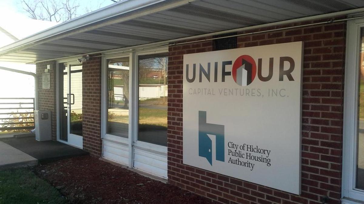 Shown in 2017, the exterior of what was then the Hickory Public Housing Authority building.