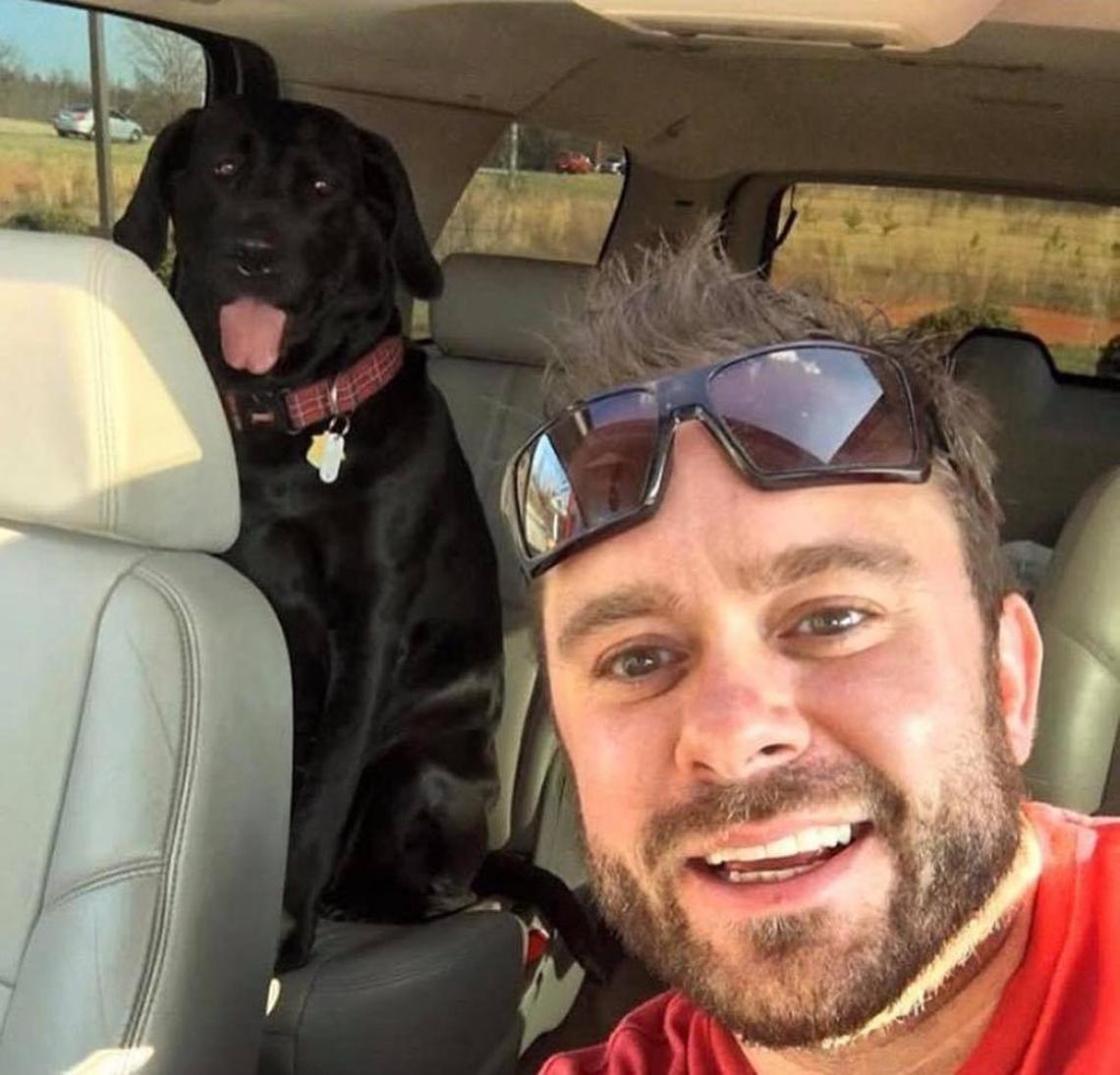 Adam Wright with his dog Lizzy.