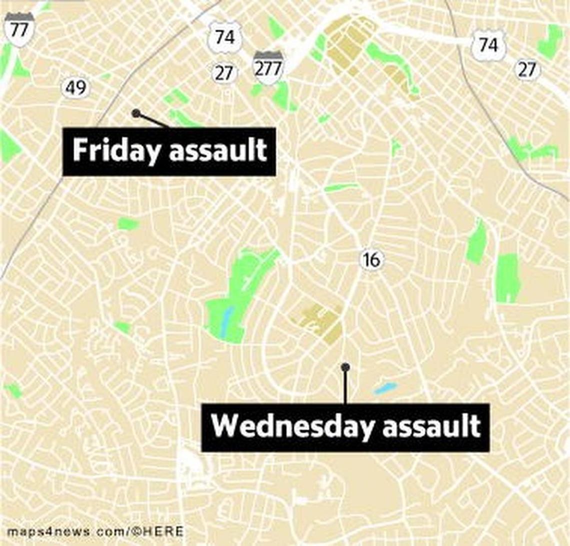 Wednesday’s sex assault was in the Myers Park neighborhood and Friday’s was in Dilworth.