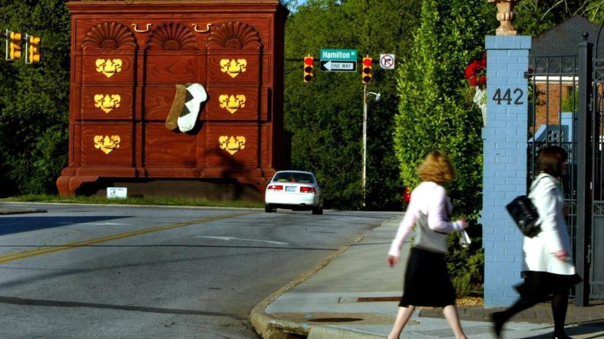 A 2004 photo of the “world's largest chest of drawers," a landmark in downtown High Point that stands 3 and a half stories tall. It was built in 1926 to draw attention to High Point as the home furnishings capitol of the world.