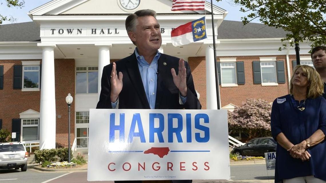 Rev. Mark Harris speaks to his supporters during a rally in Matthews on April 21, 2016, during his unsuccessful campaign for the Republican nomination in the 9th Congressional district.