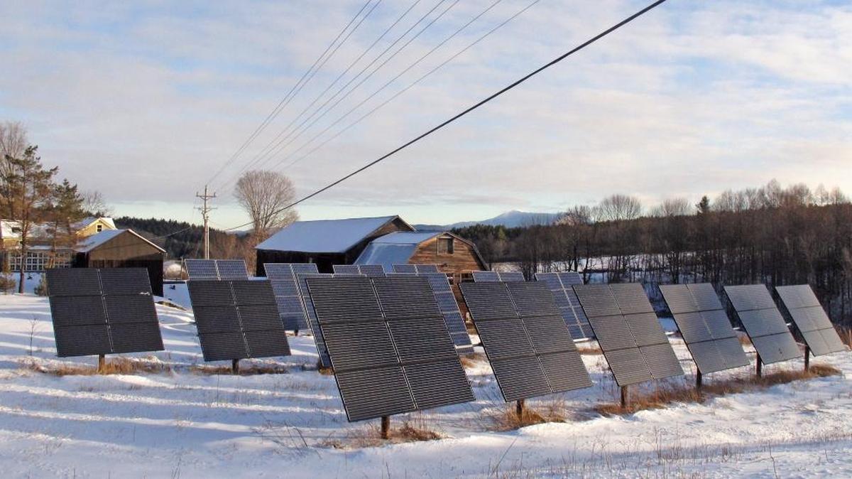Solar panels soak in the sunlight in Vermont, where a commitment to renewable energy has created a job-producing boom.
