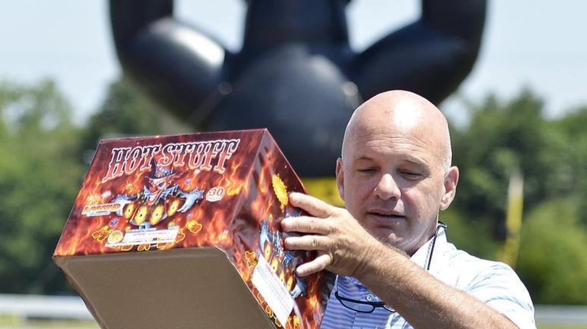 Steve Gentry, from Davidson N.C. came to Red Rockets Fireworks Wednesday with his son Gambill Gentry, 14. The pair spent about $500 on fireworks.