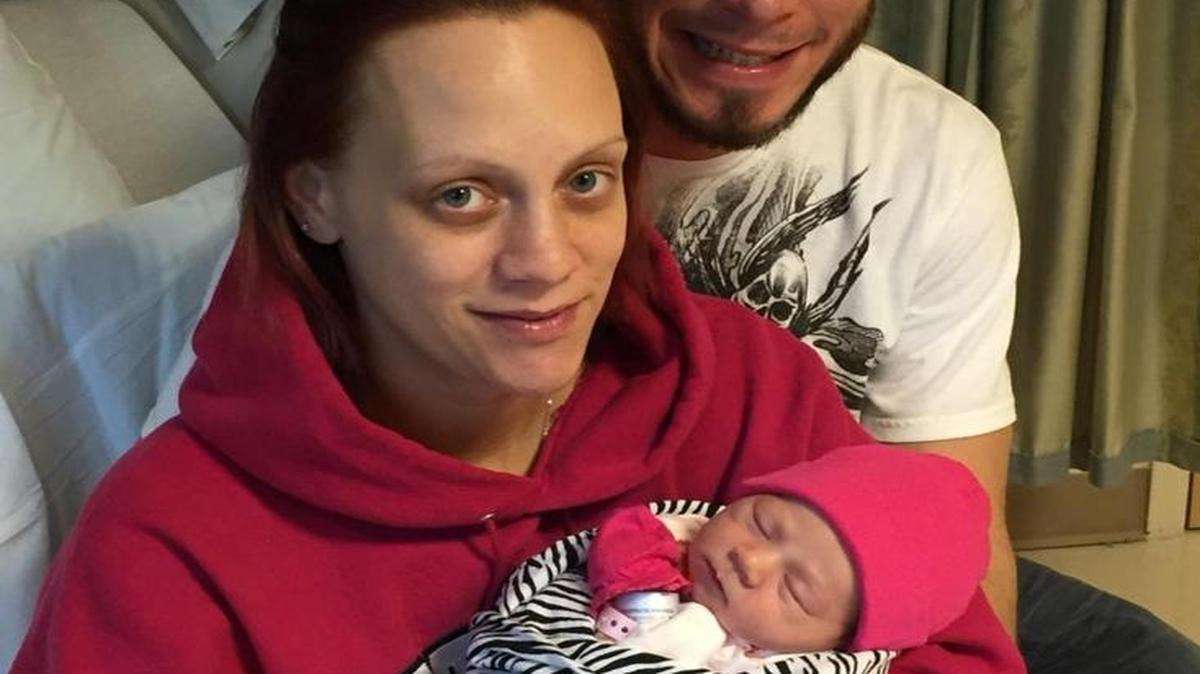 The happy Cornelius family: mom Amanda Anderson; dad Joseph Sutton; and baby Annabelle Jade Sutton