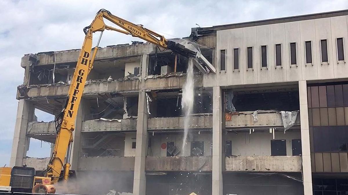 Demolition began Aug. 1 at 600 South Tryon Street, the former home of The Charlotte Observer.