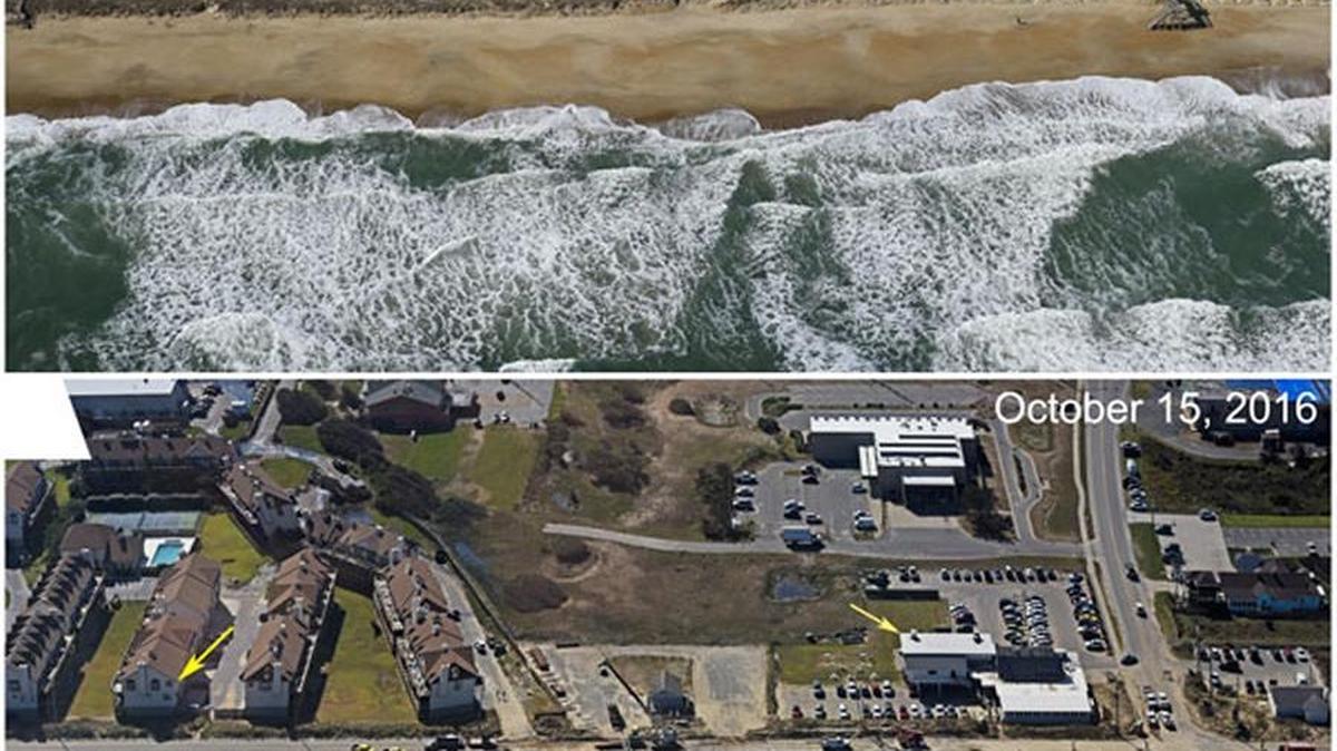 Kitty Hawk, before and after Hurricane Matthew.