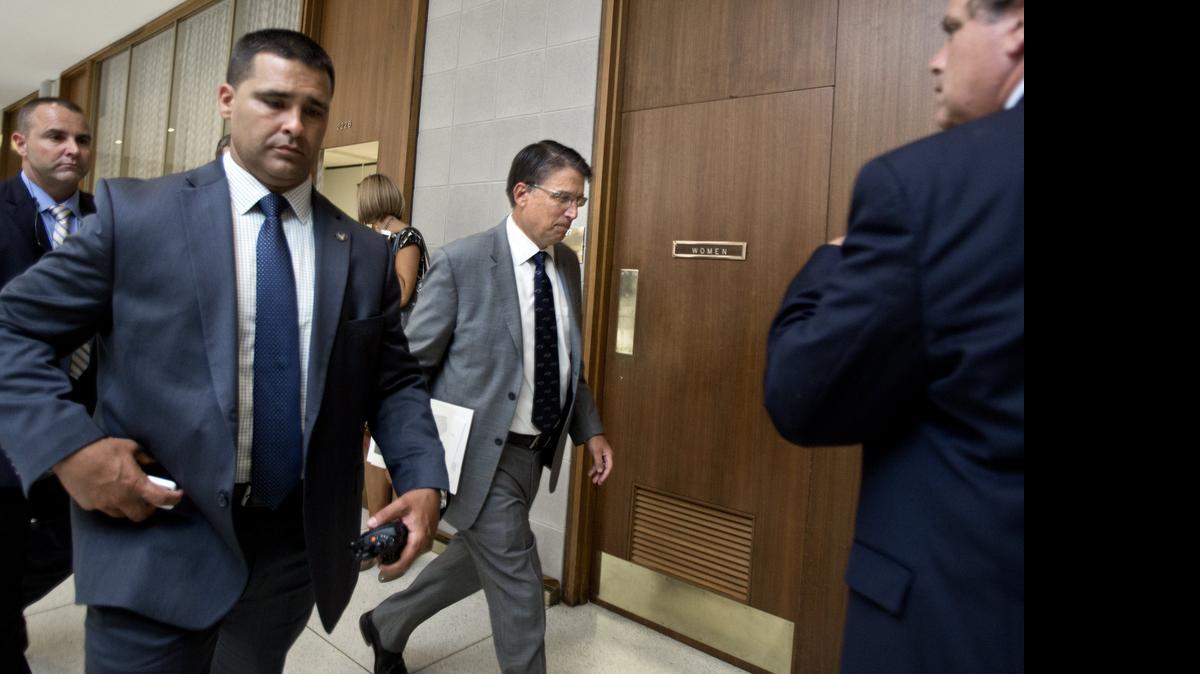 
Gov. Pat McCrory heads to a Senate Republican Caucus meeting to discuss the 2015-16 state budget, more than two weeks after it was supposed to have taken effect.
