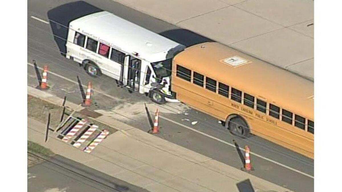 Multiple non-life threatening injuries were reported in a collision between a Kindercare van and a school bus on outbound Monroe Road at Conference Drive on Wednesday afternoon.