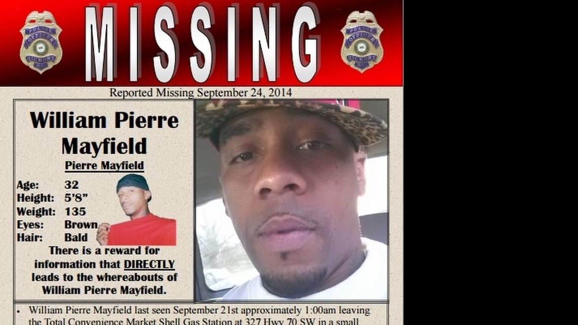 
William Pierre Mayfield’s family reported he was missing in September 2014. His remains were found in a wooded area near Hickory on June 30.

