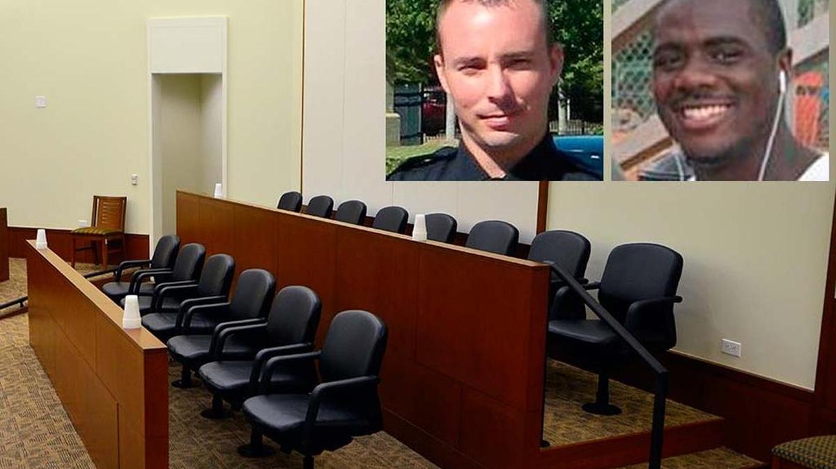 
Two jurors, including the foreman, in the trial of Charlotte-Mecklenburg police Officer Randall ‘Wes’ Kerrick offer some insight into the trial. Pictured are Kerrick (left), and Jonathan Ferrell (right), who was fatally shot by the officer in 2013. 
