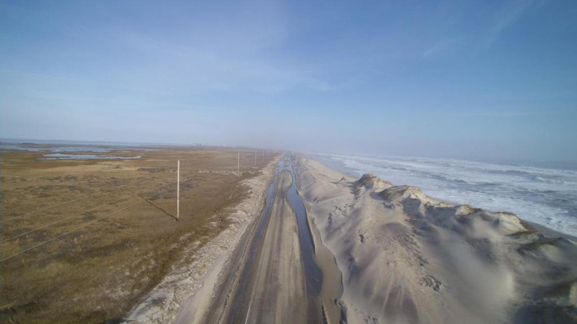 N.C. 12 all but disappeared under overwash in some areas after the gale force winds over the weekend.