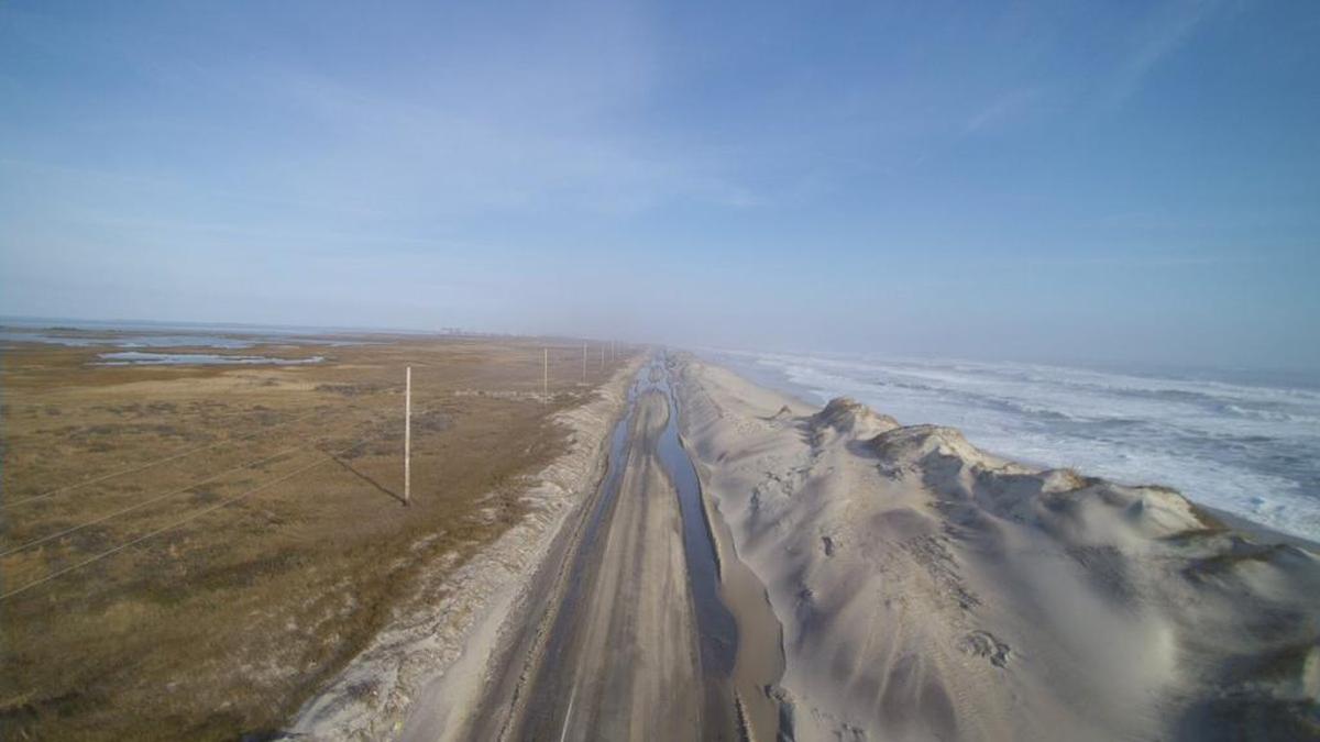 N.C. 12 all but disappeared under overwash in some areas after the gale force winds over the weekend.