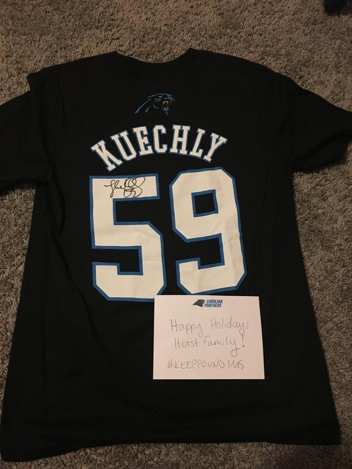 The jersey and the note came in a package this week.