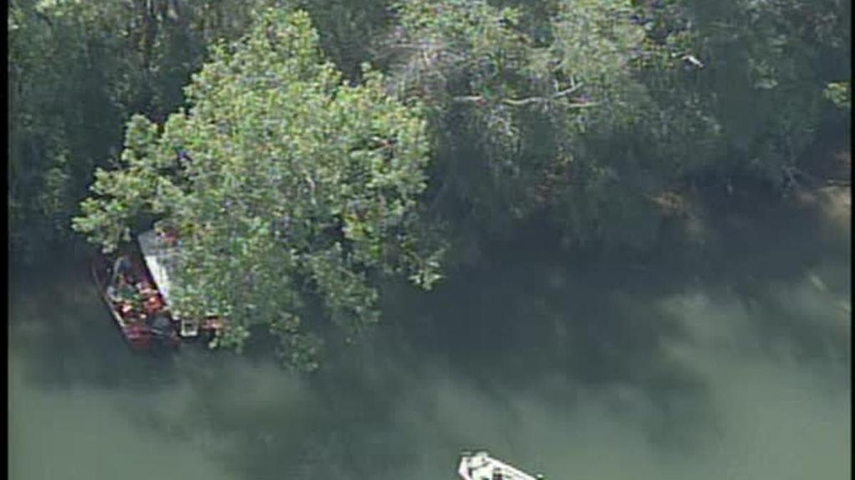 A boat drove off Mountain Island Lake and into woods off Steam Plant Road in eastern Gaston County shortly before noon Friday.