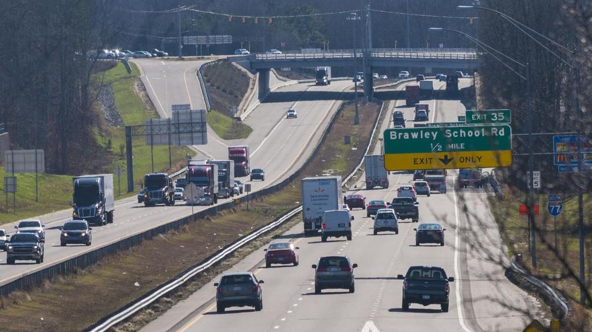 Brawley School Road crosses Interstate 77 in Mooresville. There are plans to widen another stretch of the road, but St. Therese Catholic Church warns that eliminating left turns in front of the church will create a traffic mess.