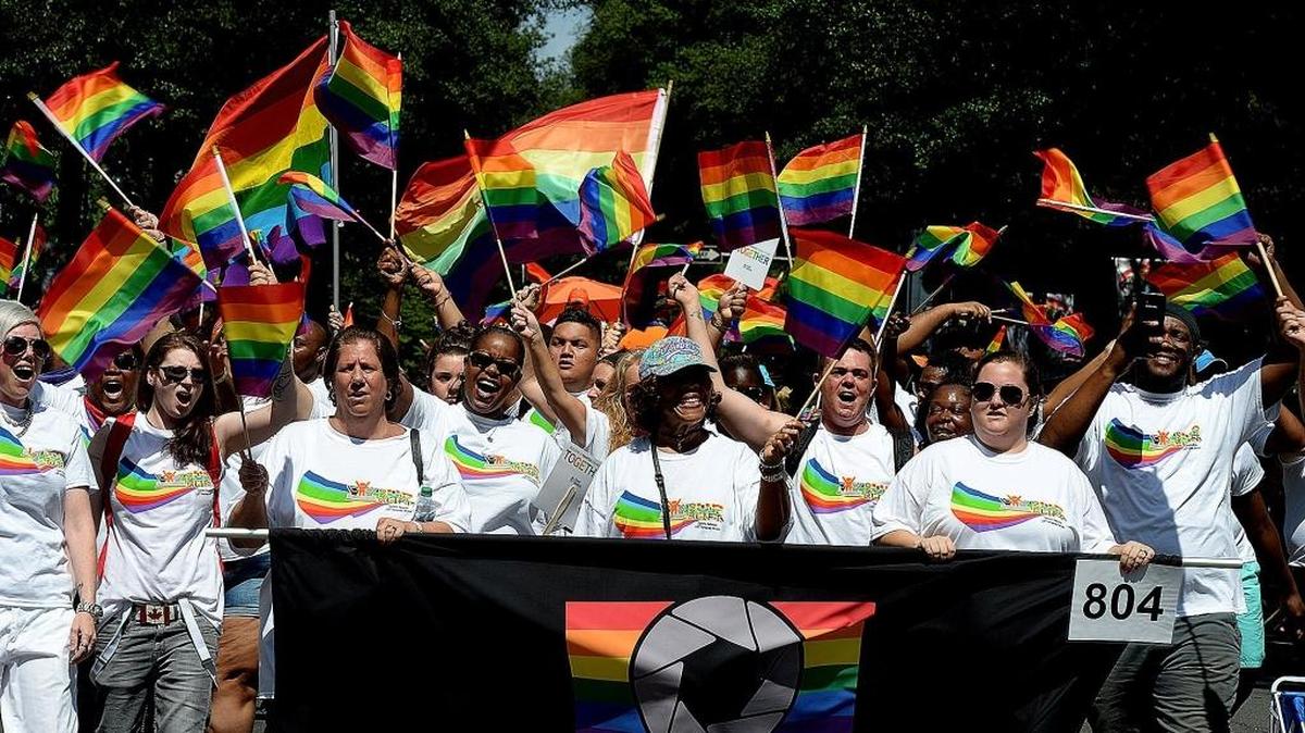 Members of LGBT Partnership Network marched during the 2017 Charlotte Pride Parade in uptown Charlotte.
