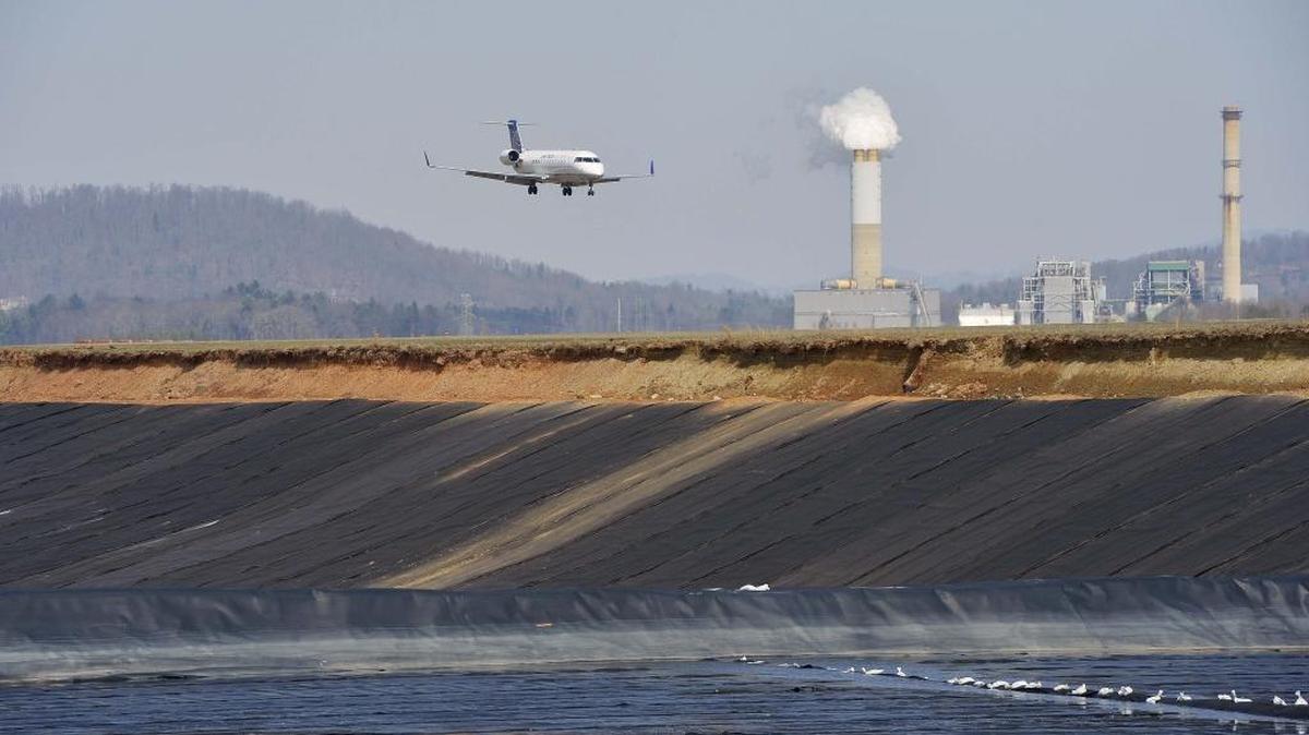 Coal ash from a Duke Energy power plant is being used as fill material at Asheville Regional Airport.