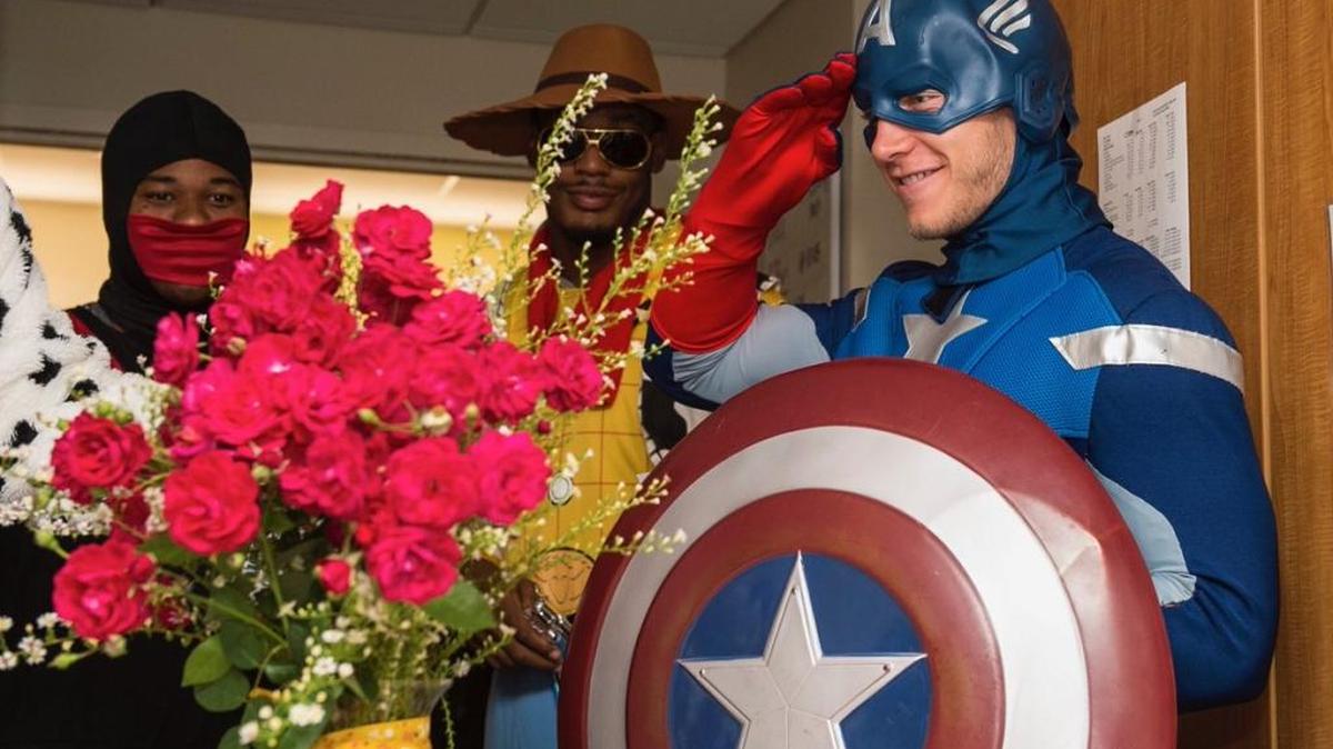 Christian McCaffrey and Levine Children’s Hospital tweeted out this photo on Tuesday of the hospital visit.