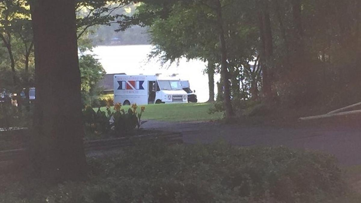 The scene at Lake Wylie Saturday during the search for a missing boater.