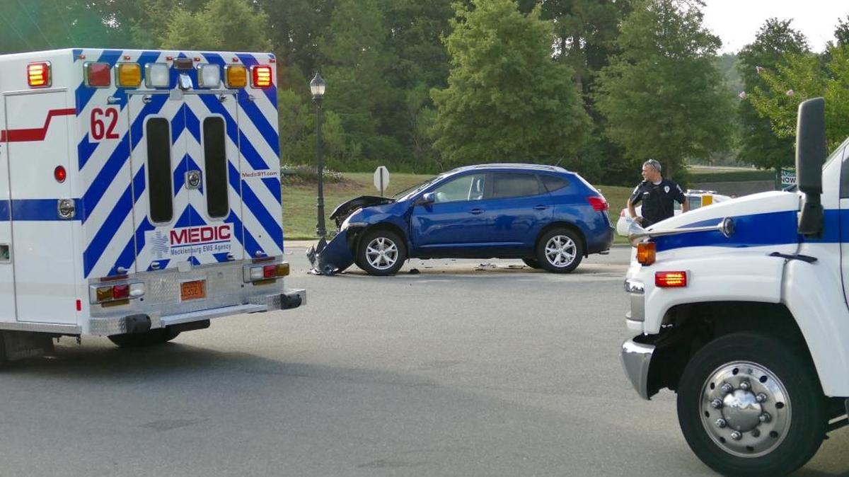 Wreck injures two outside entrance to CPCC Harris Campus.