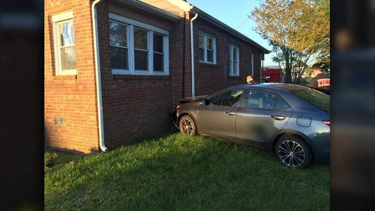 A vehicle hit a home in Huntersville Monday morning.