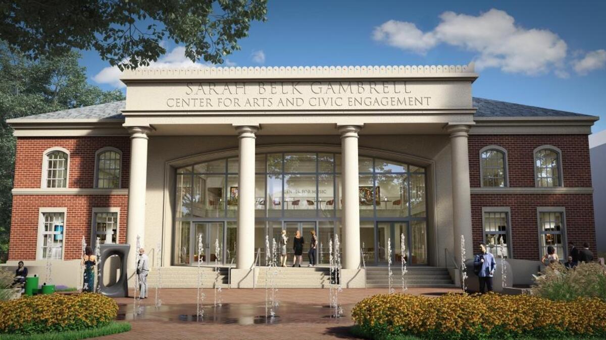 Rendering of the Sarah Belk Gambrell Center for Arts & Civic Engagement.