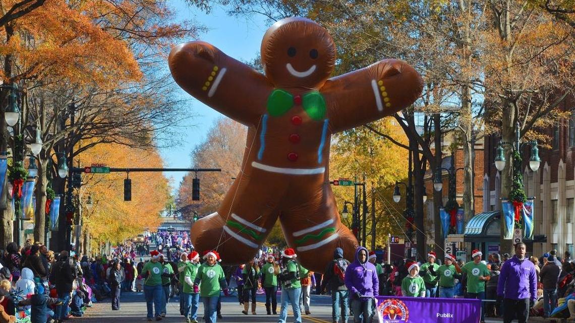 Scene from Novant Health Thanksgiving parade Novant Health Thanksgiving Day Parade in uptown Charlotte, one of Charlotte's oldest tradition.