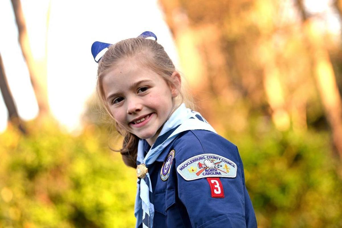 Kennedy Clutter, 8, will become the first girl to join a Mecklenburg County Cub Scout pack.